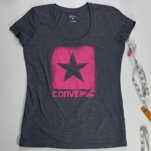 Converse Women's Charcoal and Pink Star Tee w/ U-neck